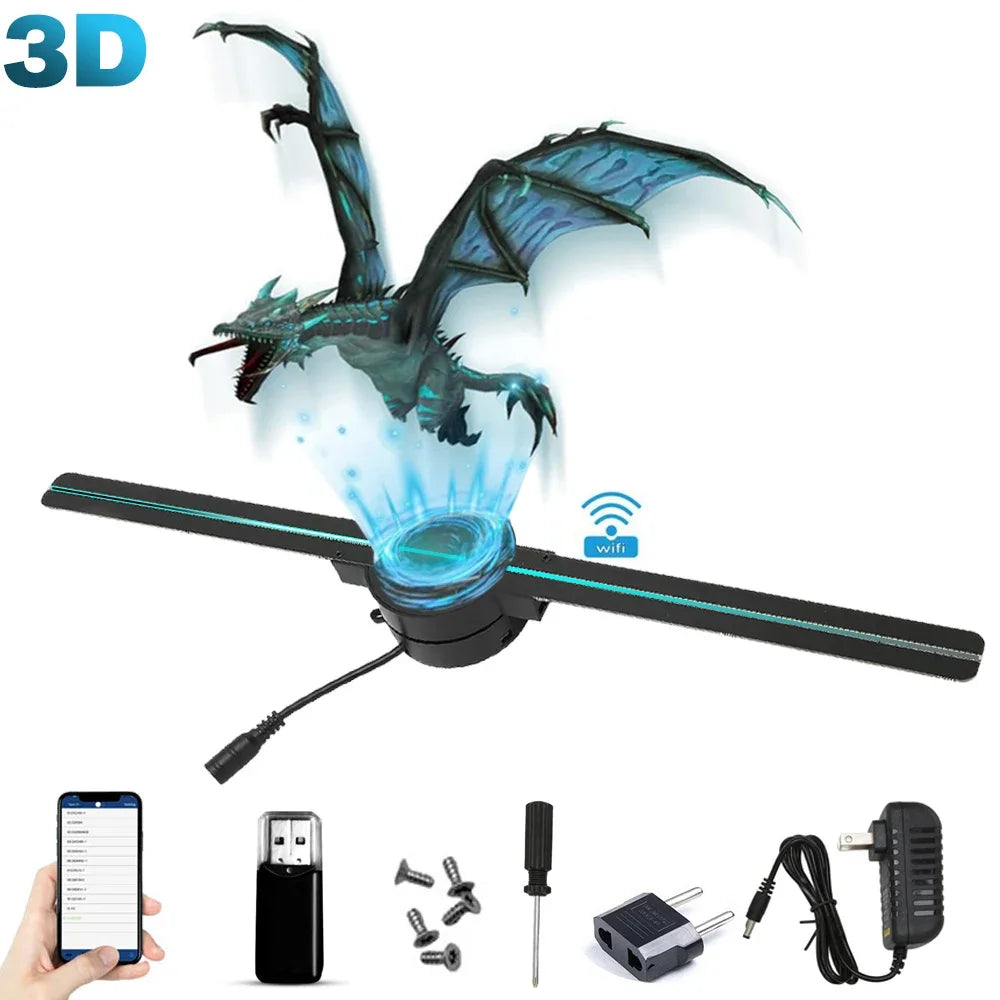 Ventilador Holográfico 3D WiFi 42CM Pantalla Publicitaria