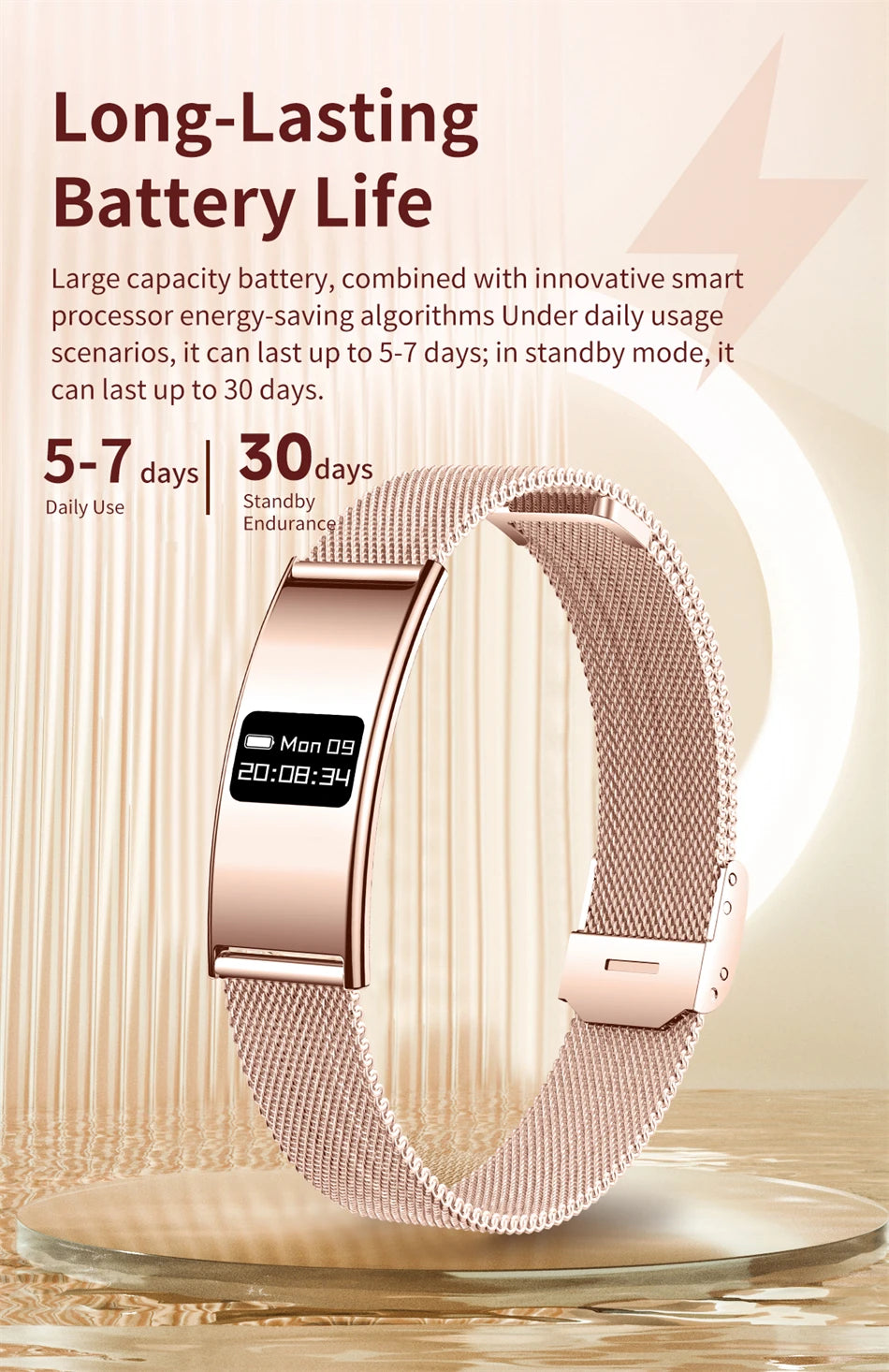 Pulsera Inteligente Deportiva Resistente al Agua IPX8 con Monitor de Salud