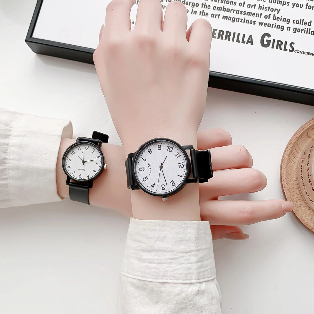 Reloj negro Simple, relojes de cuarzo para mujer, correa de silicona, reloj de pulsera de ocio para mujer, reloj de examen ligero de lujo para estudiantes, regalos