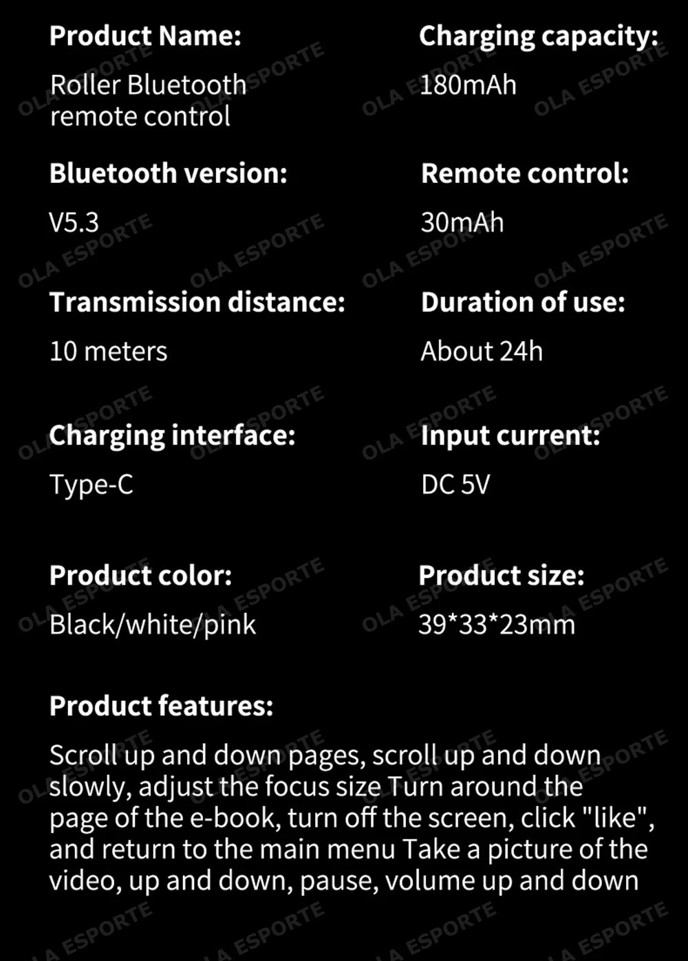 Rodillo anillo para la yema del dedo Control remoto inalámbrico Bluetooth móvil Selfie ratones vídeo giratorio de página automático navegación para Android IOS