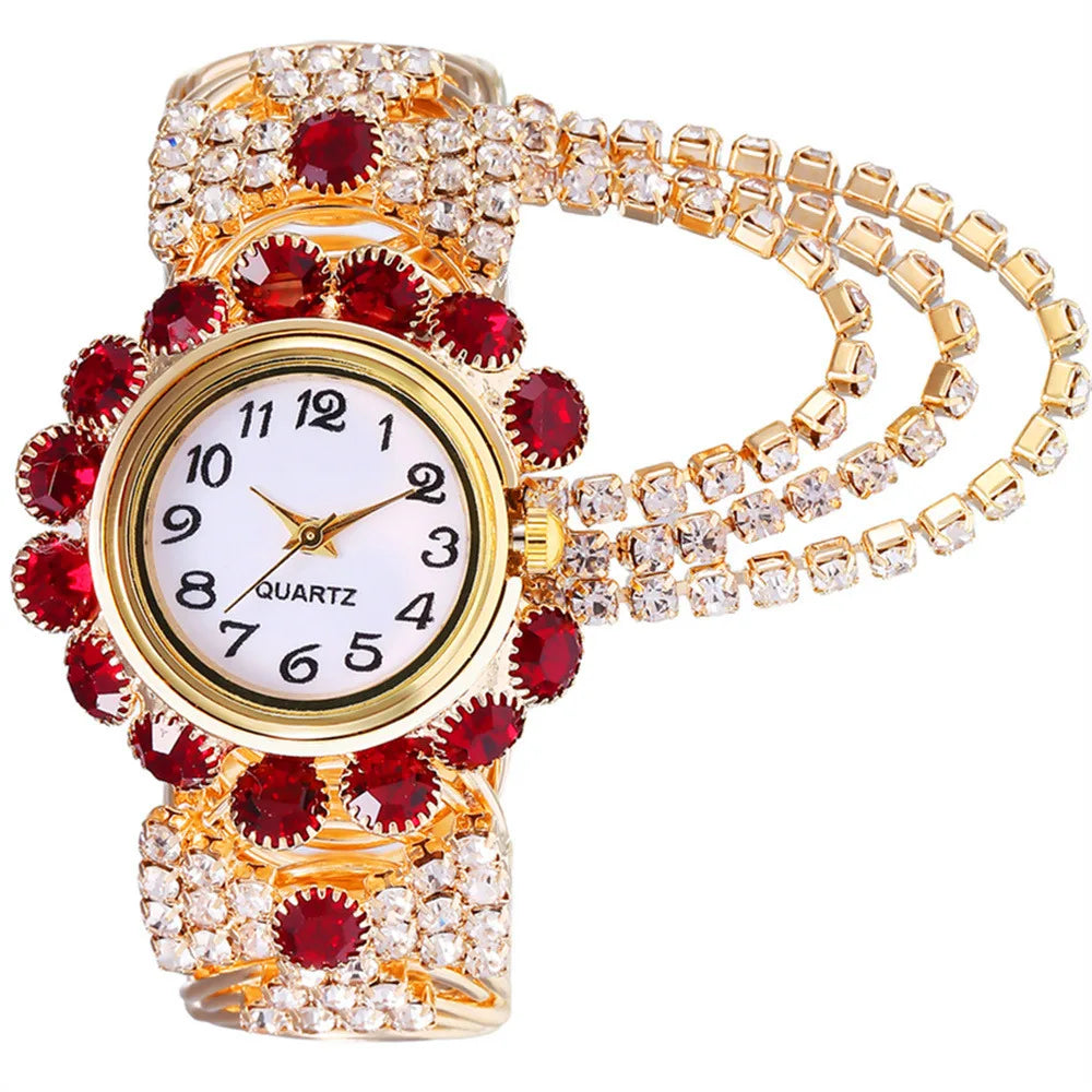 Reloj de Cuarzo de Lujo con Brazalete Dorado Mujer