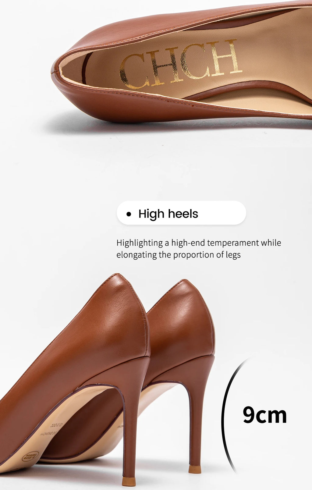 Zapatos de Tacón Alto para Mujer con Hebilla y Punta Fina 9 cm