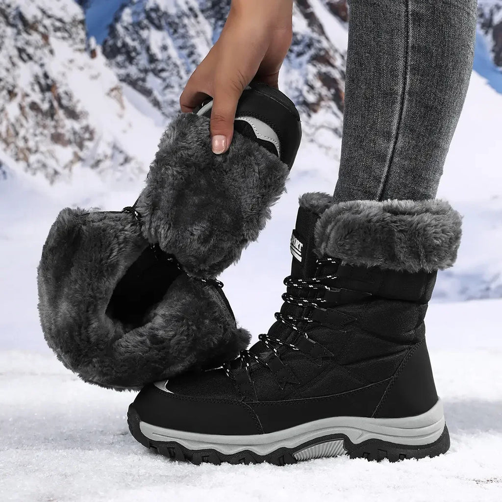 Botas de nieve para mujer forradas de felpa antideslizantes y cálidas