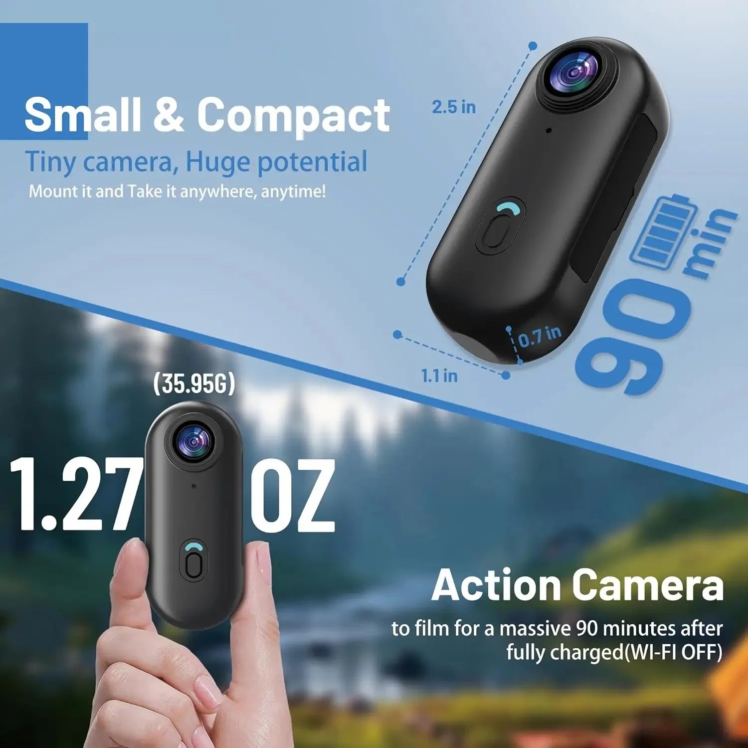Cámara de acción 4K para bicicleta y moto con WiFi y accesorios de montaje