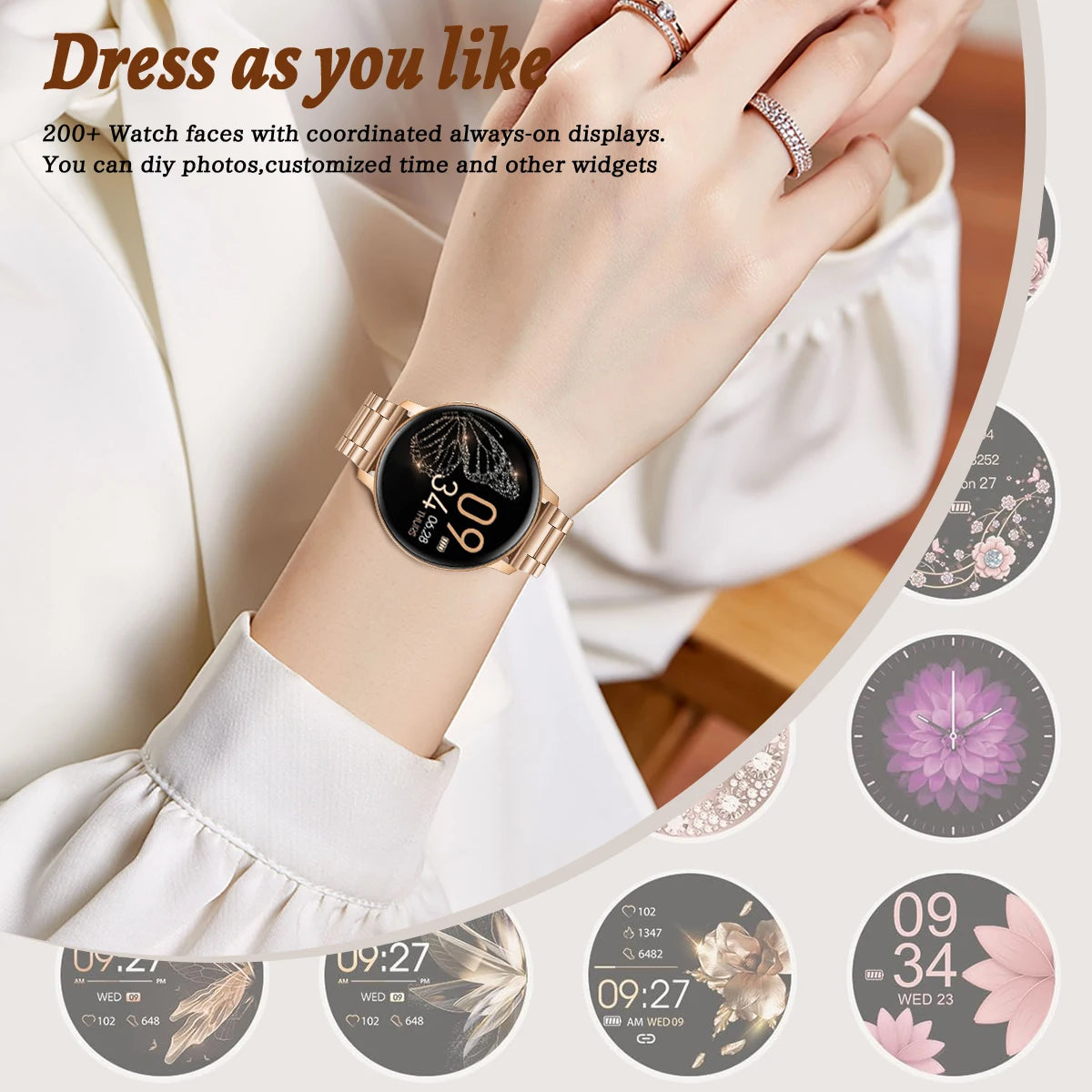 LIGE Reloj Inteligente Mujer Esfera Personalizada