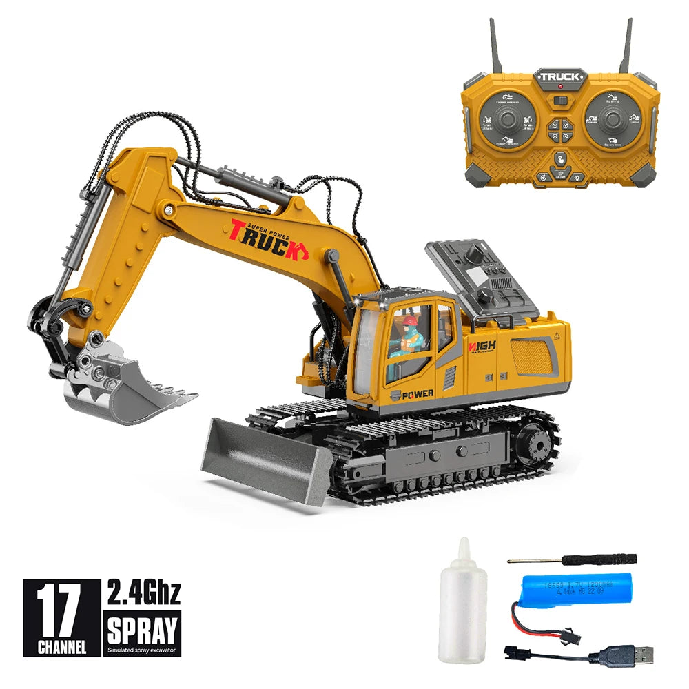 Excavadora RC 17 Canales Control Remoto 2.4G Camión Construcción