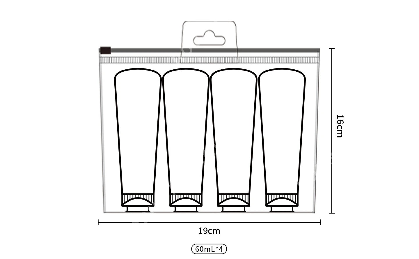 Set de 4 Botellas de Viaje para Cosméticos