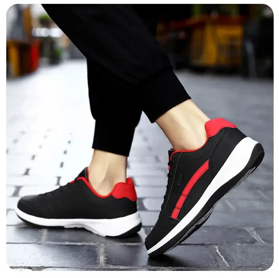 Zapatillas de deporte para hombre, zapatos deportivos informales, zapatos de cuero para caminar al aire libre para hombre, fondo suave para las cuatro estaciones