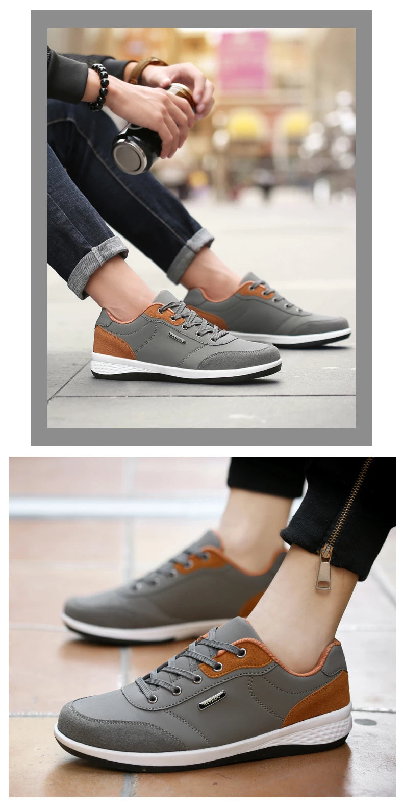 Zapatos YRZL para hombre, zapatillas impermeables para caminar para primavera y otoño, zapatos deportivos de cuero para hombre, zapatillas cómodas antideslizantes para hombre