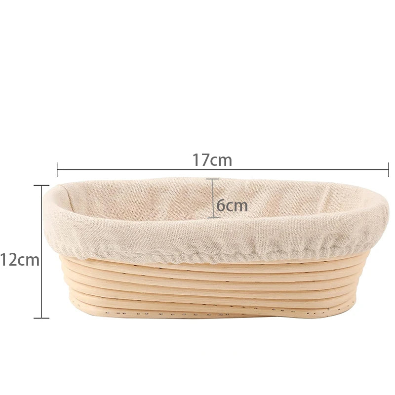 Cesta de mimbre para pan con forro de lino