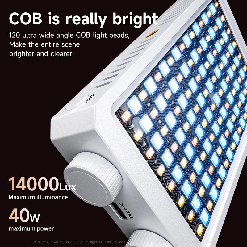 Luz LED para cámara de 40W, luz de relleno portátil de 2800K-9000K, lámpara de vídeo con mango, Panel de luz portátil para fotografía