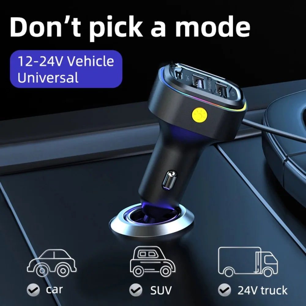 Cargador USB de 6 Puertos para Auto con Extensión para Asientos Traseros