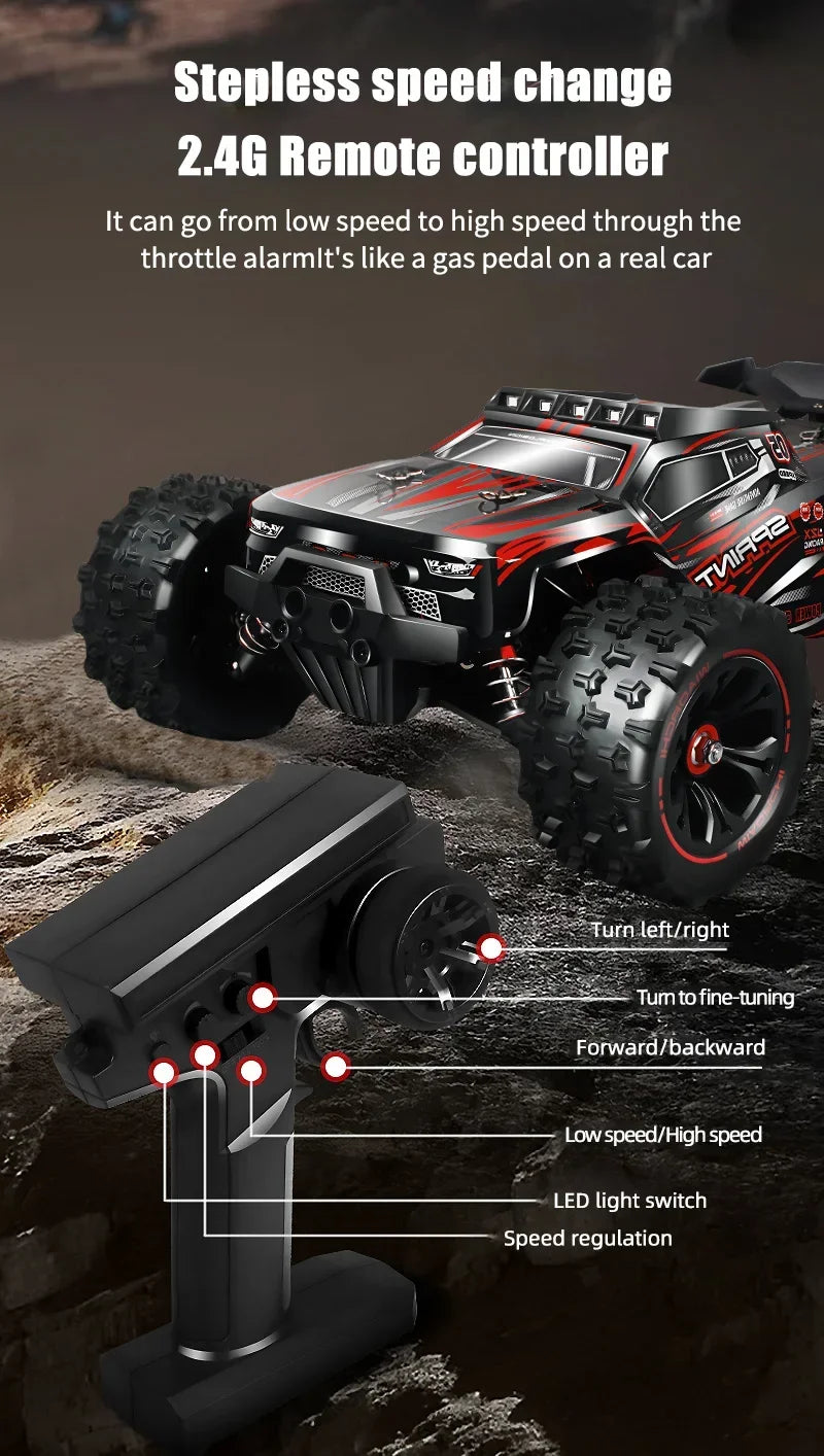 Coche todoterreno Rc 9255, coche de Control remoto de alta velocidad 80 KM/H con faro LED sin escobillas 4WD 1/14, camión monstruo, juguetes para niños, regalo