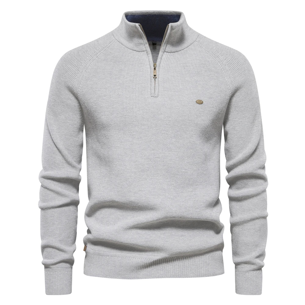 Cárdigans de algodón con cremallera para hombre, suéteres sociales informales a la moda, suéter de punto cálido de cuello alto para invierno, novedad de 2023