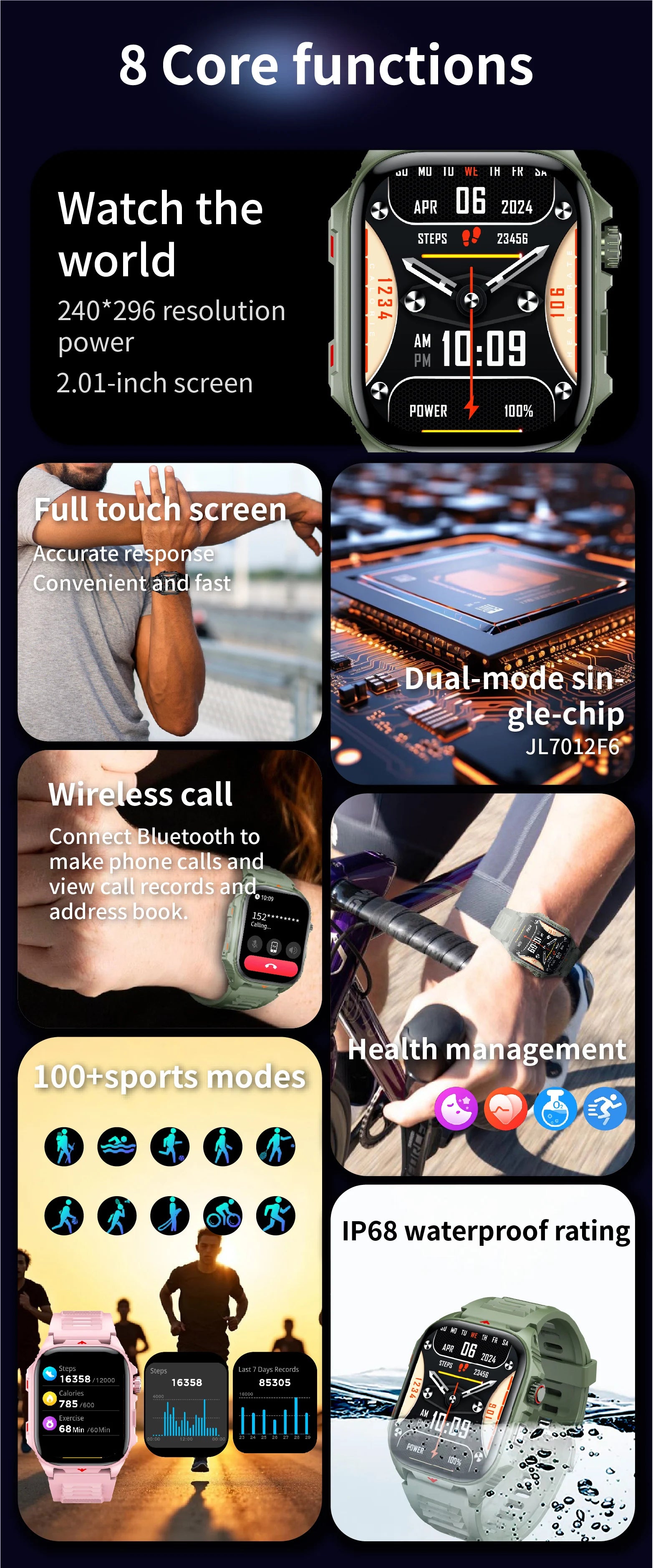 Reloj Inteligente Digital Ritmo Cardíaco Hombre