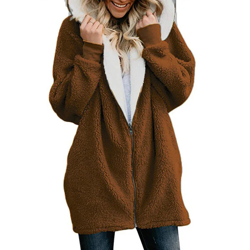 Bella Philosophy-sudaderas con capucha para mujer, suéter largo con cremallera, sudaderas con capucha de manga larga ajustadas, abrigo liso, Otoño e Invierno