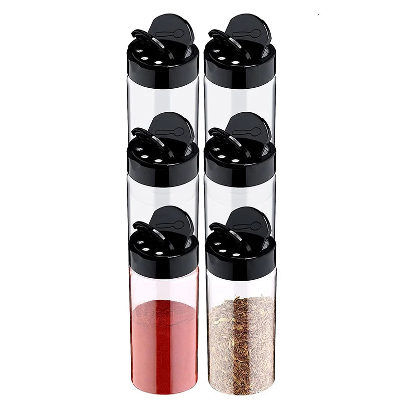 LMETJMA-tarro de especias de plástico transparente con tapas agitadoras, contenedores de condimentos para cocina, almacenamiento de especias en polvo, JT198