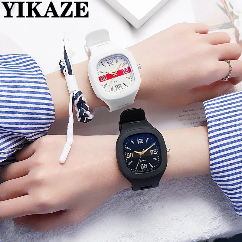 Reloj de Cuarzo Cuadrado para Mujer, Correa Silicona