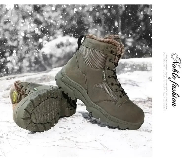 Botas de nieve para hombre forradas de piel, cálidas y antideslizantes