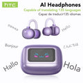 Auriculares Bluetooth HTC NE54 similares a NE32, auriculares inalámbricos con clip para la oreja, Bluetooth 6.0, pantalla táctil a color, sonido HiFi, conducción ósea