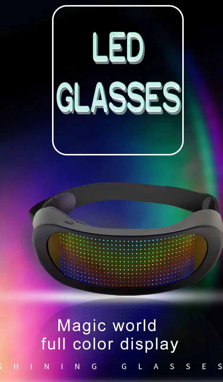 Gafas LED brillantes a todo Color, Control por aplicación Bluetooth, gafas luminosas dinámicas programables para fiestas de festivales Raves