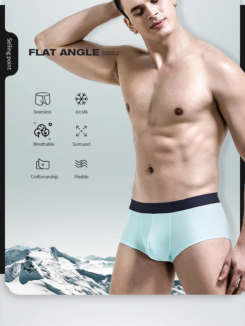 Ropa interior con separación de cordón espermático para hombre, bolsa para escroto de venas, calzoncillos de cuatro esquinas, boxers sexys curvos