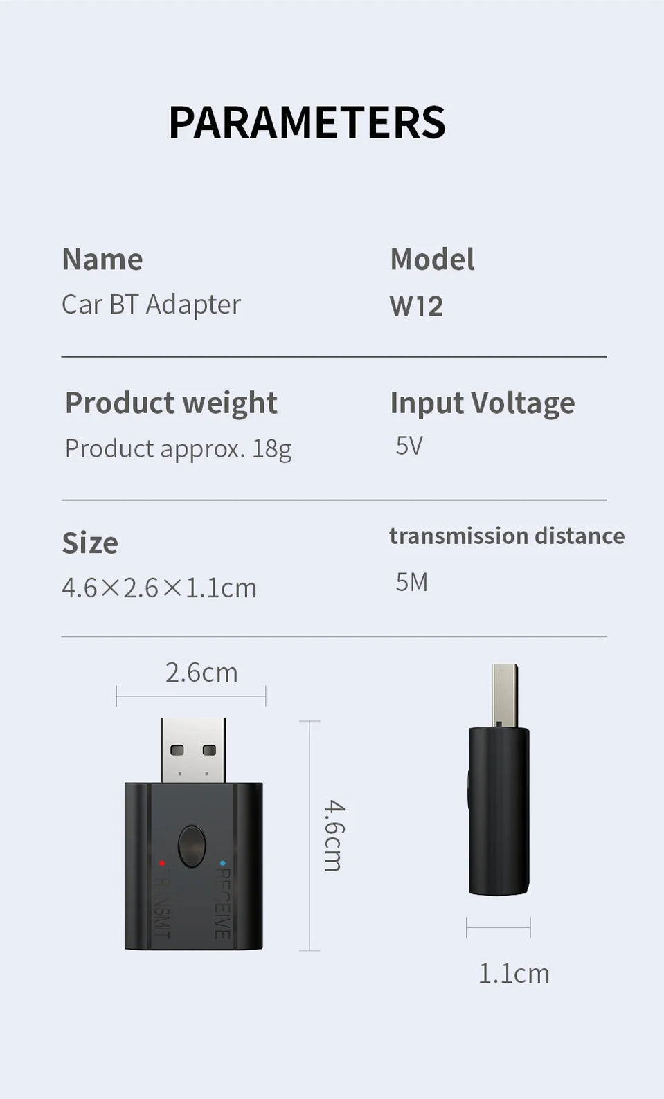 Adaptador USB Bluetooth 5.3 2 en 1 Receptor Transmisor Audio AUX 3.5mm