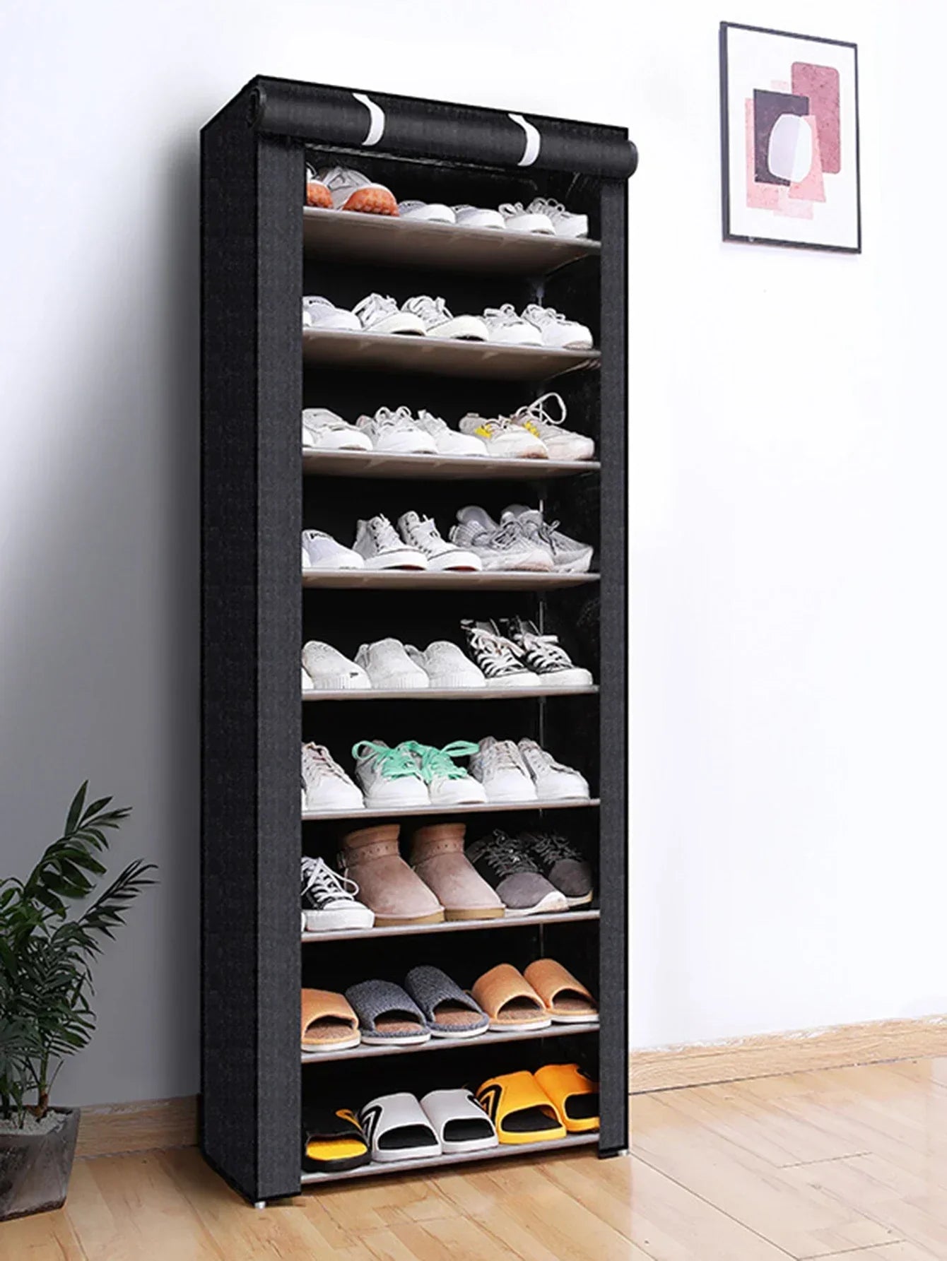 Armario de zapatos de 10/8/6 capas, organizador de tela a prueba de polvo, soporte para pasillo, estante para ahorrar espacio, muebles para el hogar, Zapatero de almacenamiento