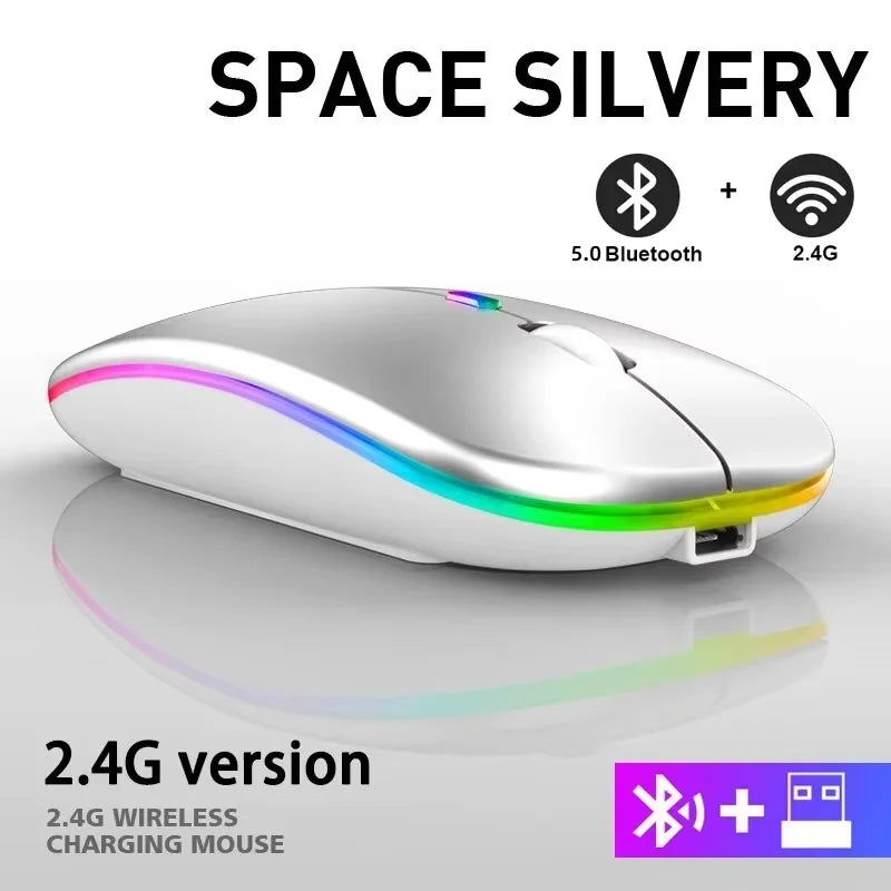 Mouse inalámbrico RGB recargable con retroiluminación LED y 1600 DPI