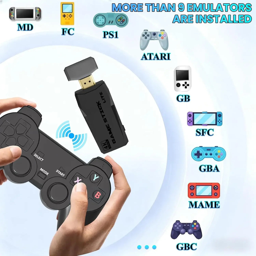 Consola de Videojuegos Retro, +20000 Juegos, Inalámbrica, Arcade para TV, HDMI Plug & Play, 64G con 2 Controles Inalámbricos de 2.4G