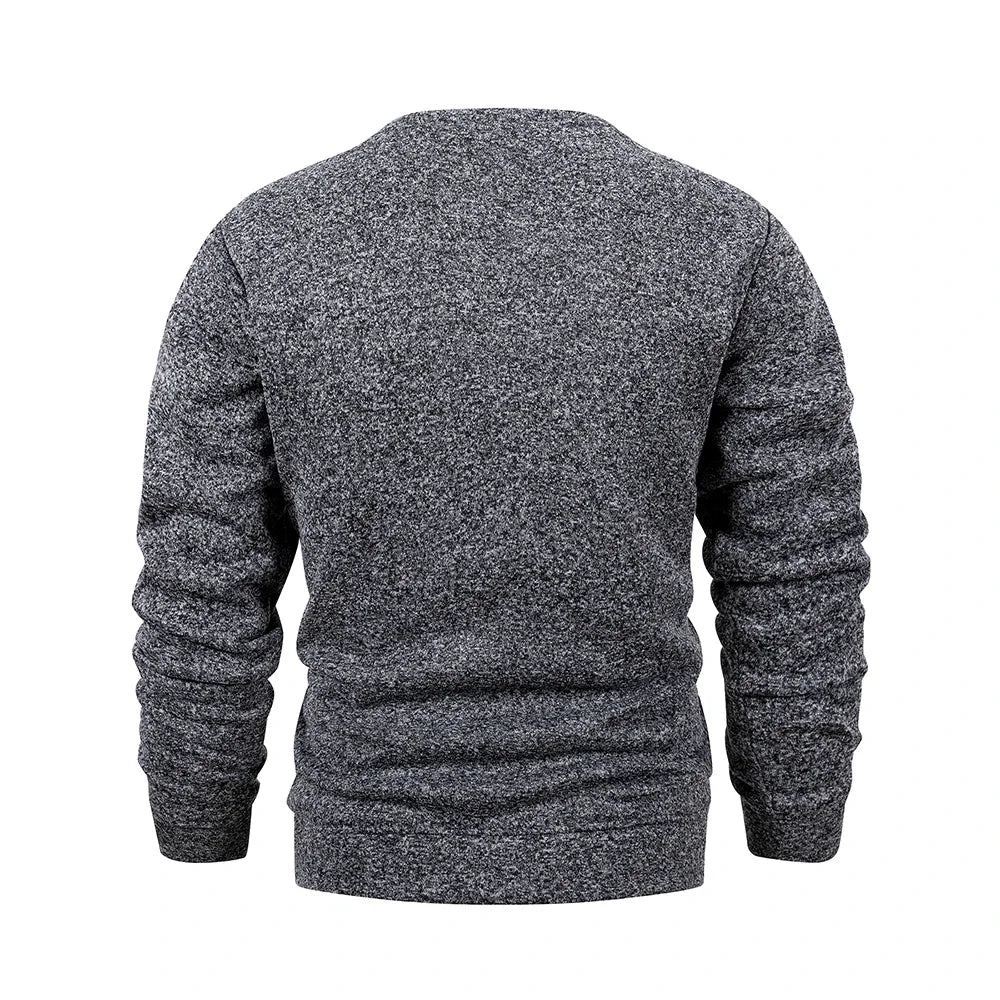 Suéter de punto para hombre, cuello redondo, colores sólidos