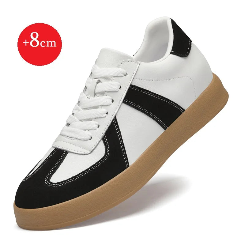 Zapatos invisibles con aumento de altura, zapatos de entrenamiento moral de 8cm, zapatillas informales transpirables de verano con aumento de altura interior para hombre, zapatos Forrest Gump versátiles Retro de cuero genuin