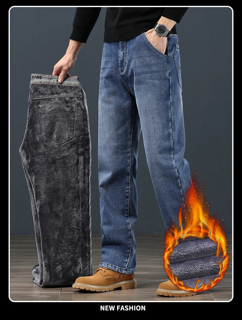 Pantalones Vaqueros de Invierno para Hombre, Terciopelo, Talla Grande 42-44