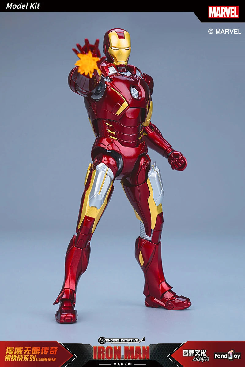 Figura de Anime de Iron Man MK5 de Marvel, Kit de Modelo a Escala 1/12, Serie Infinity Saga, Ironman Mark 5, Ensamblaje ABS, Articulaciones Móviles, Regalos y Juguetes