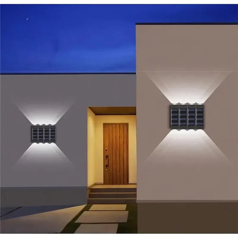 Lámpara Solar de pared para exteriores, luces solares impermeables con lente convexa hacia arriba y hacia abajo, iluminación para jardín, calle, paisaje, balcón, exterior, Dec