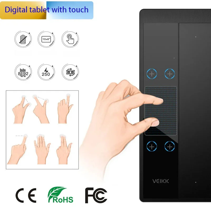 A30 10x6 pulgadas tableta de dibujo gráfico profesional interfaz tipo C con 8192 niveles sin batería para bloc de dibujo digital