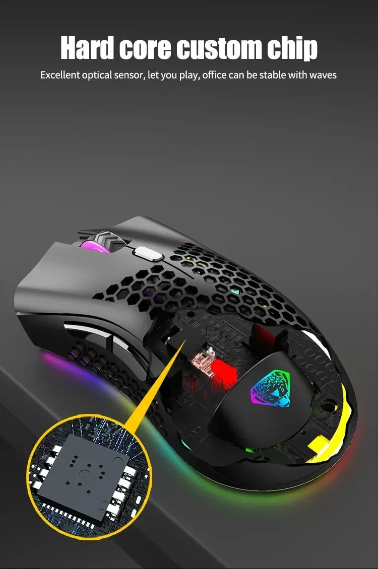 Ratón inalámbrico BM600 USB 2,4G inalámbrico RGB óptico celular ratón para juegos ergonómico óptico de panal ratón inalámbrico de oficina