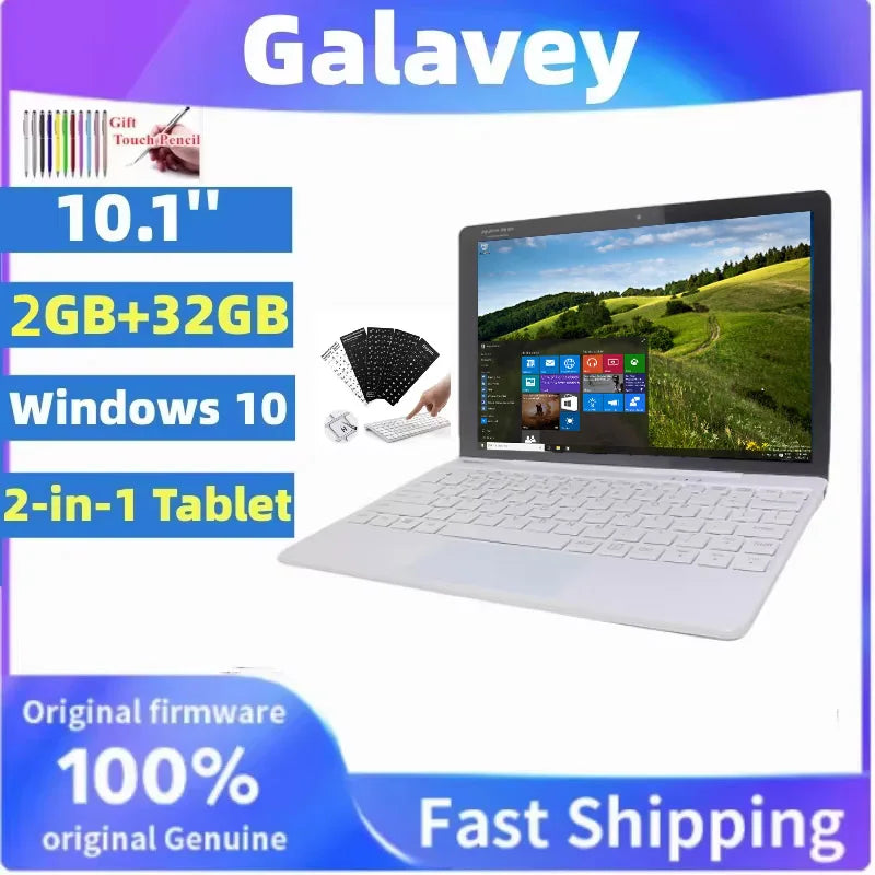 Tablet 2 en 1 de 10.1 pulgadas con teclado desmontable, Windows 10 y 2GB RAM