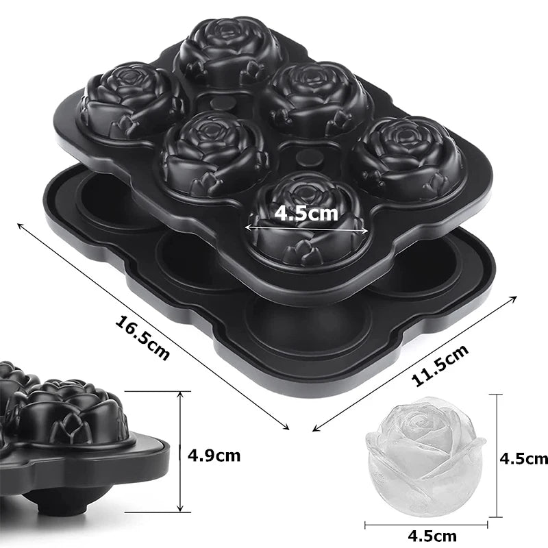 LMETJMA Bandeja para cubitos de hielo Bandejas para cubitos de hielo de rosas de fácil liberación con embudo Máquina para hacer bolas de hielo de rosas de silicona para cócteles Whisky JT51