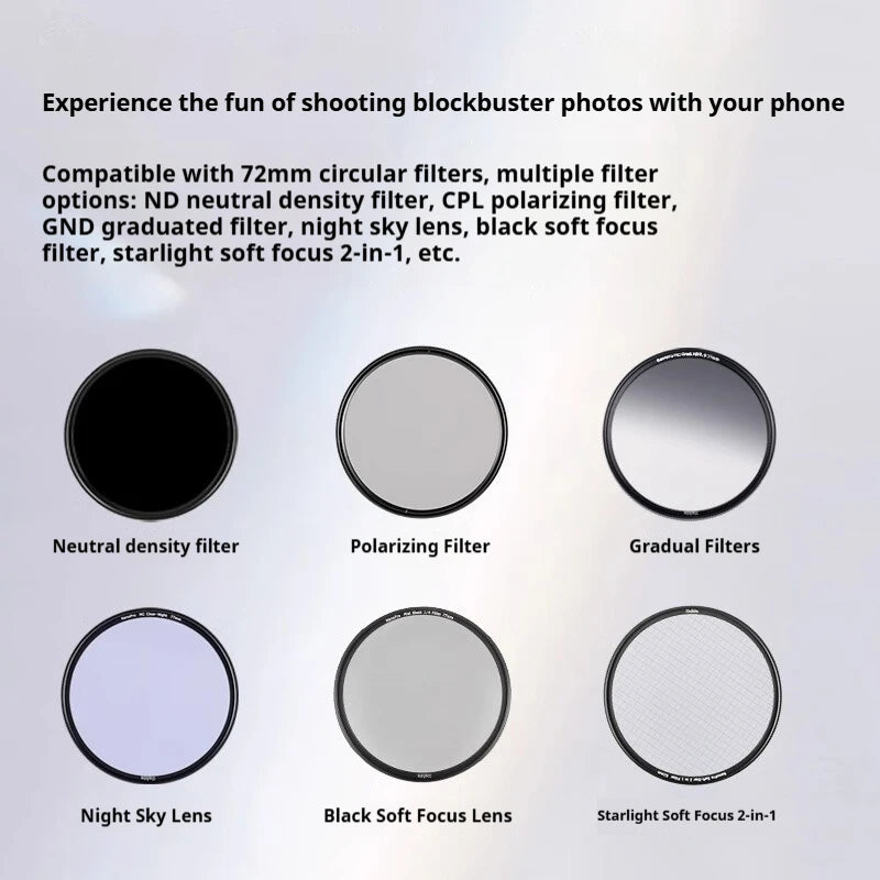 Soporte Universal Clip para Filtros de Teléfono Compatible con 72 mm