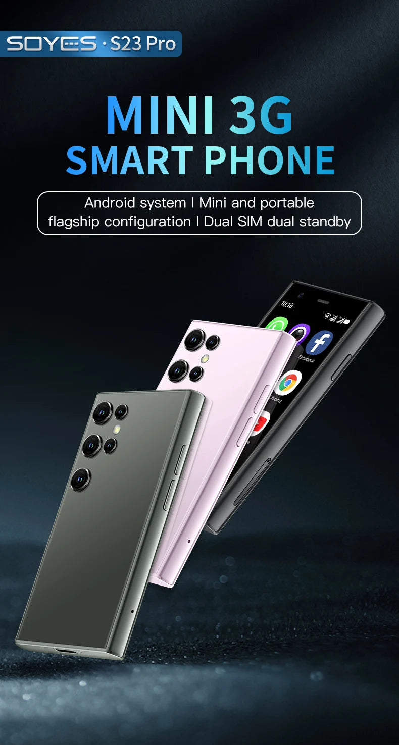 Teléfonos Inteligentes SOYES S23 Pro y Mini 24, Android 8.1, Doble SIM, Pantalla HD de 3.0'', Batería de 1000 mAh, WIFI, Bluetooth, 3G, Teléfono Móvil Pequeño