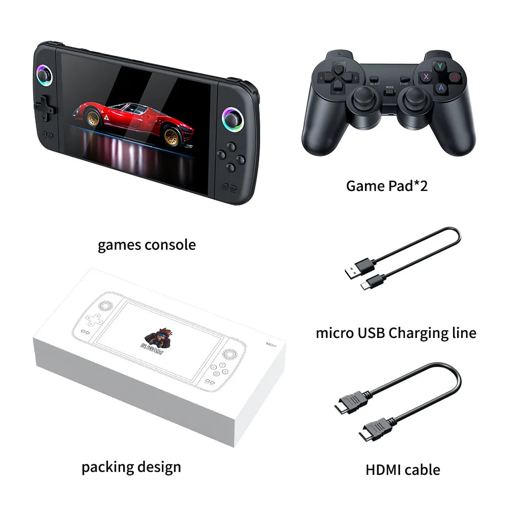 Consola de Juegos Portátil M27, 128G, Más de 30000 Juegos, Pantalla IPS de 7 Pulgadas