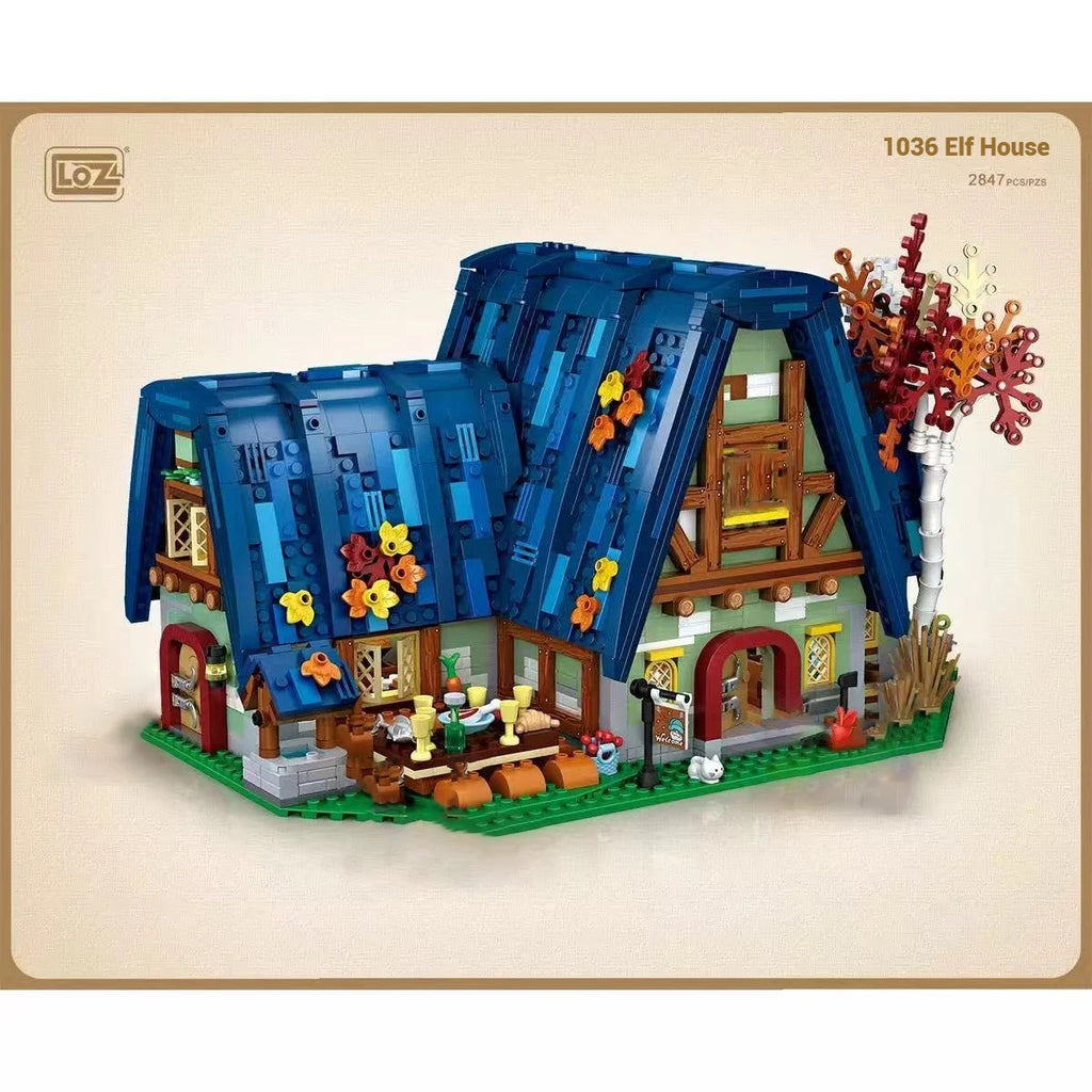 Bloques de Construcción LOZ1036 Casa de Elfos, Modelo DIY, Escena Urbana, Decoración de Escritorio, Regalo Coleccionable para Adultos, Cumpleaños, Festividades