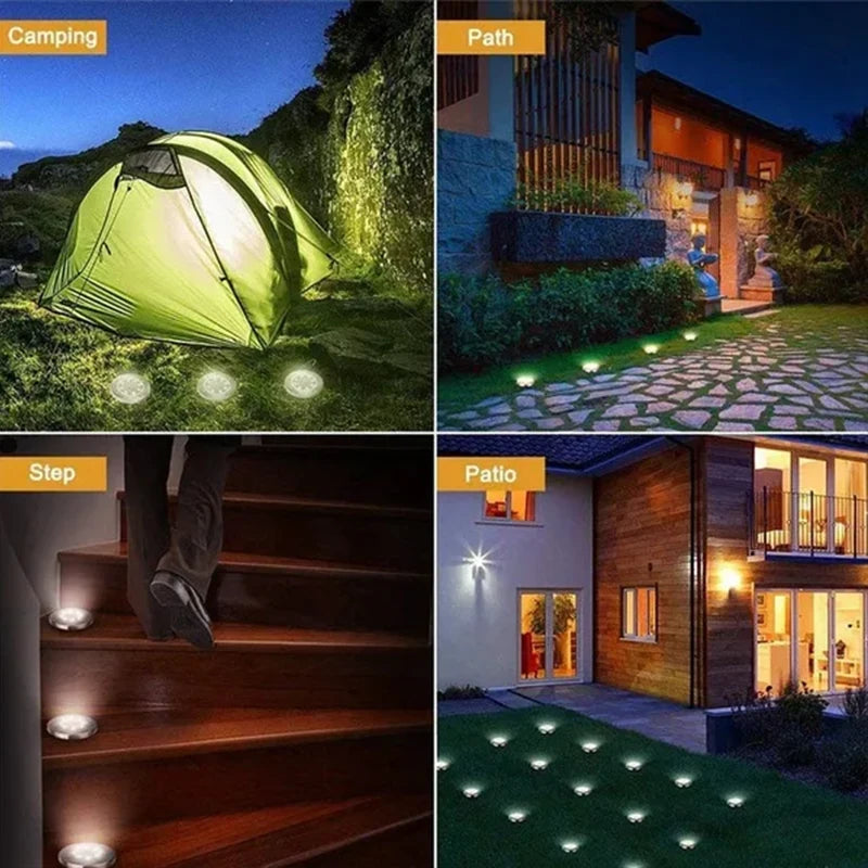 Luz de disco de energía Solar para jardín al aire libre, foco de luz subterránea para cubierta, lámpara Led Solar enterrada, decoración de jardín, 8/20Led