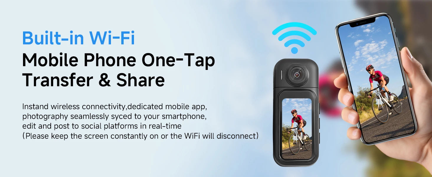 Mini Cámara Corporal WiFi FHD con Pantalla Táctil