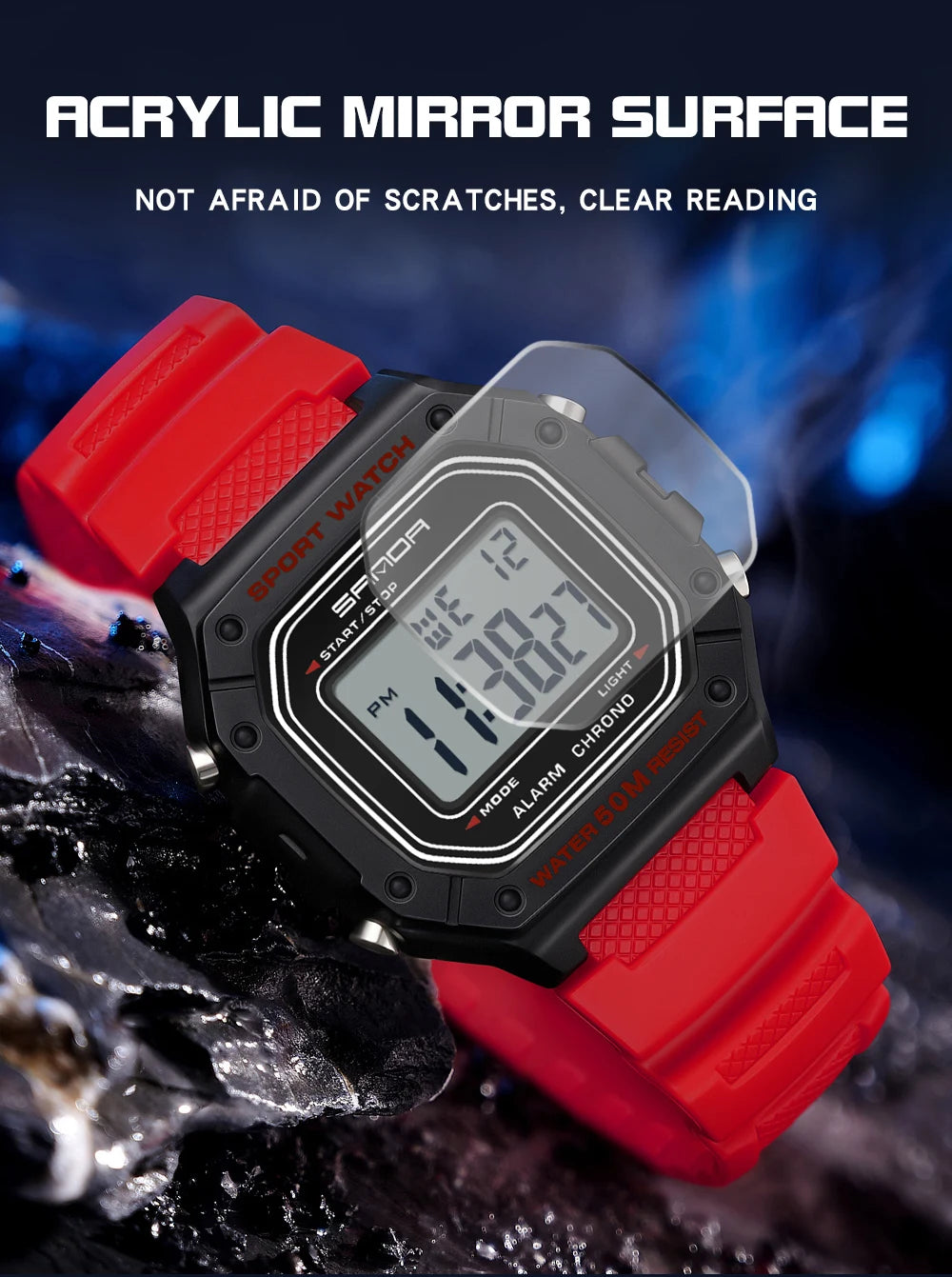 SANDA 2156 reloj de moda para hombre, relojes deportivos militares resistentes al agua, relojes de pulsera digitales Led con esfera grande del ejército, cronómetros para hombre