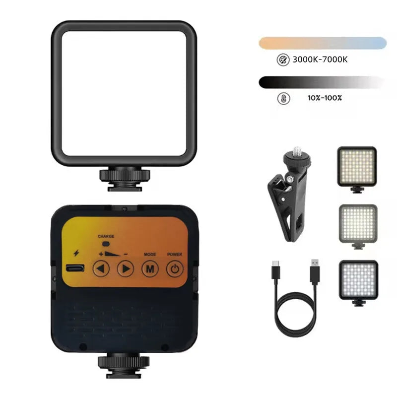 Luz LED con Clip para vídeo, fotografía portátil en cámara, iluminación bicolor de 3000K-7000K, zapata fría para cámara DSLR, videocámara Gopro Vlog