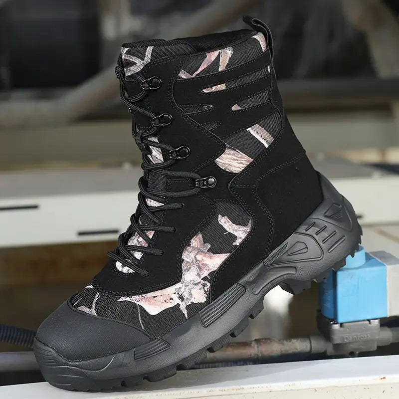 Botas tácticas de senderismo para hombre, caña alta, antideslizantes