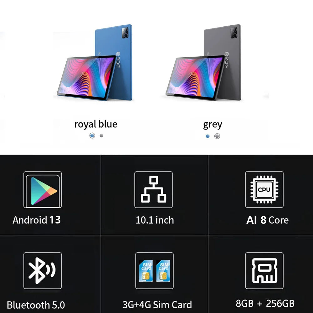 BDF P60 Tablet Pc 10,1 pulgadas 8GB RAM 256GB ROM Android 13 Octa Core 3G 4G LTE tarjetas SIM dobles versión Global tabletas Google