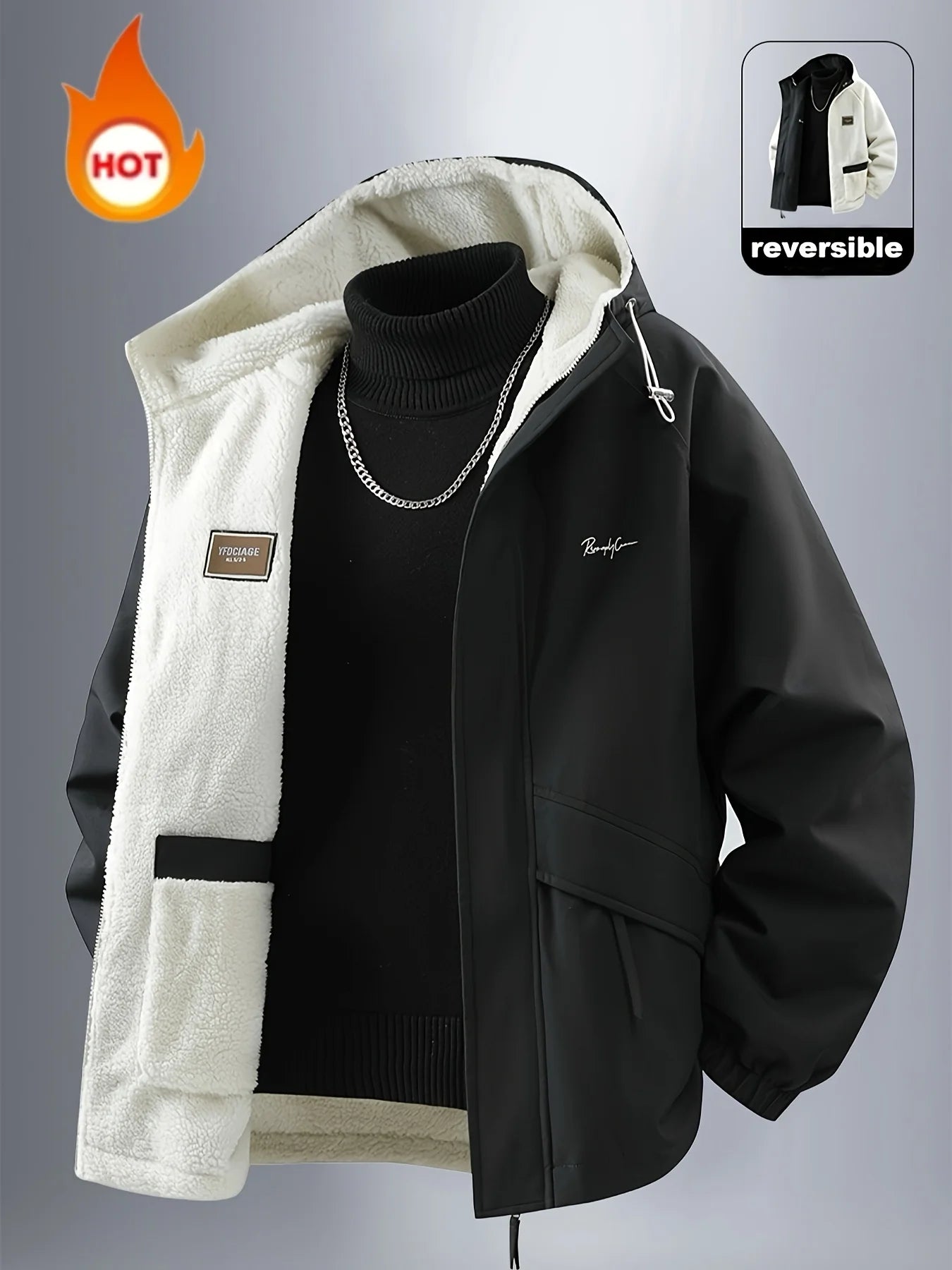 Chaqueta Reversible Hombre — Abrigo Cálido Resistente al Viento